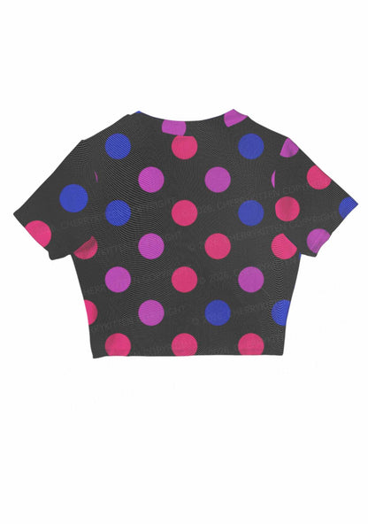 Bisexual Dots On Black Pride Y2K Mesh Crop Top Cherrykitten