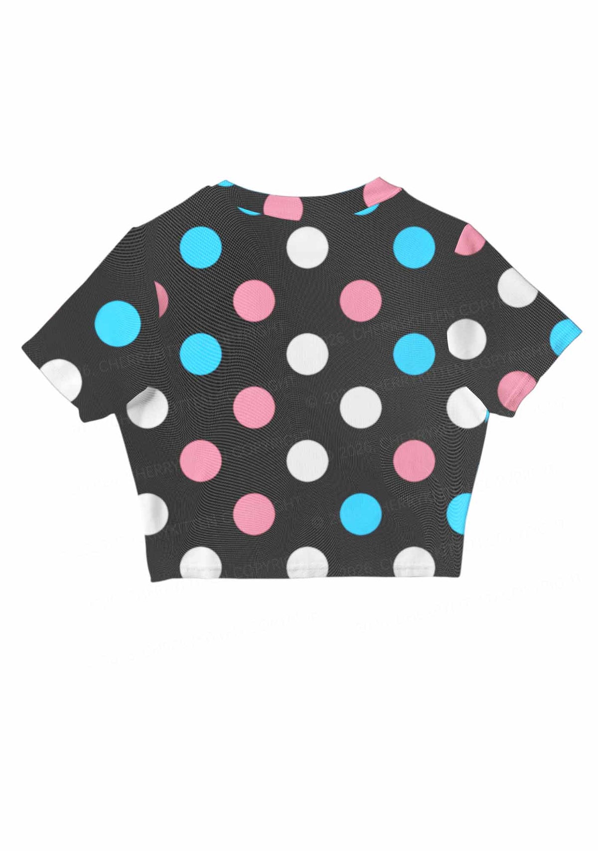 Trans Dots On Black Pride Y2K Mesh Crop Top Cherrykitten