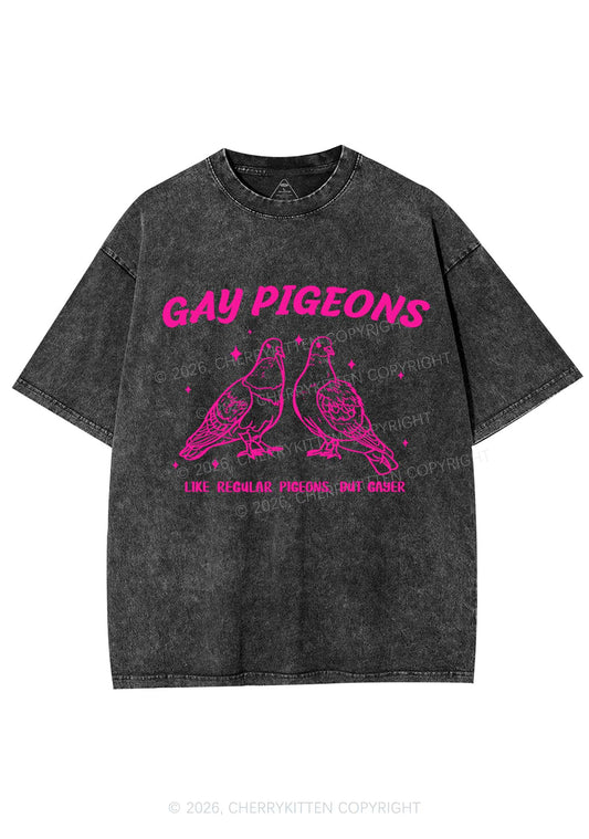 Gay Pigeons Pride Y2K Shirts Washed Tee Cherrykitten