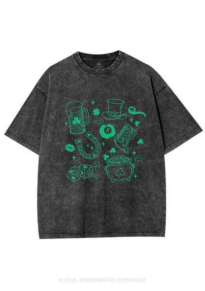 Luck Symbols St Patricks Y2K Shirts Washed Tee Cherrykitten