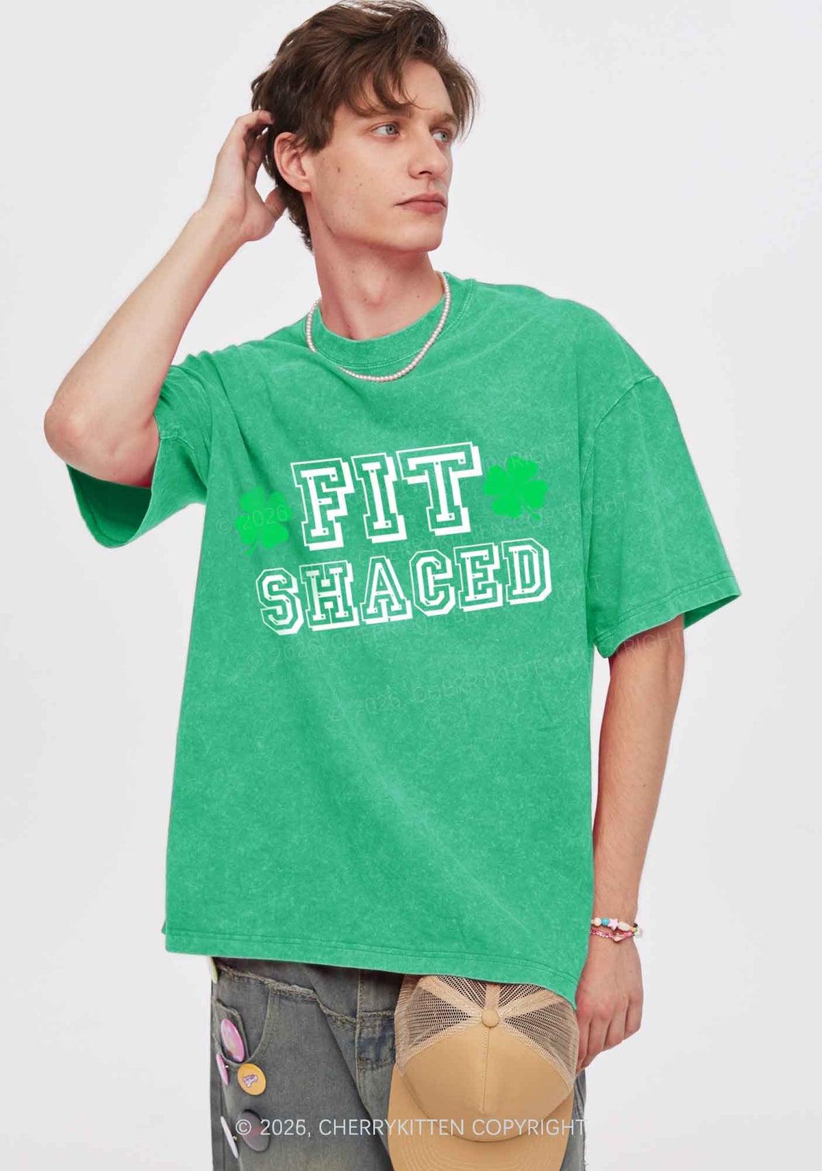 Fit Shaced St Patricks Y2K Shirts Washed Tee Cherrykitten