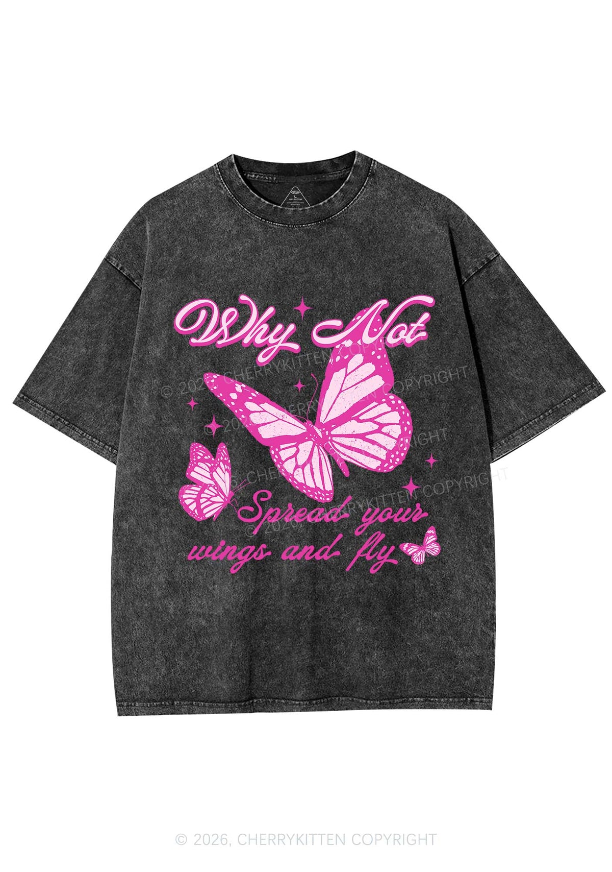 Spread Your Wings And Fly Y2K Shirts Washed Tee Cherrykitten
