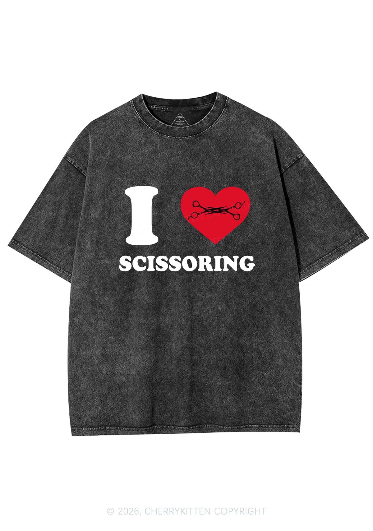I Love Scissoring Pride Y2K Shirts Washed Tee Cherrykitten