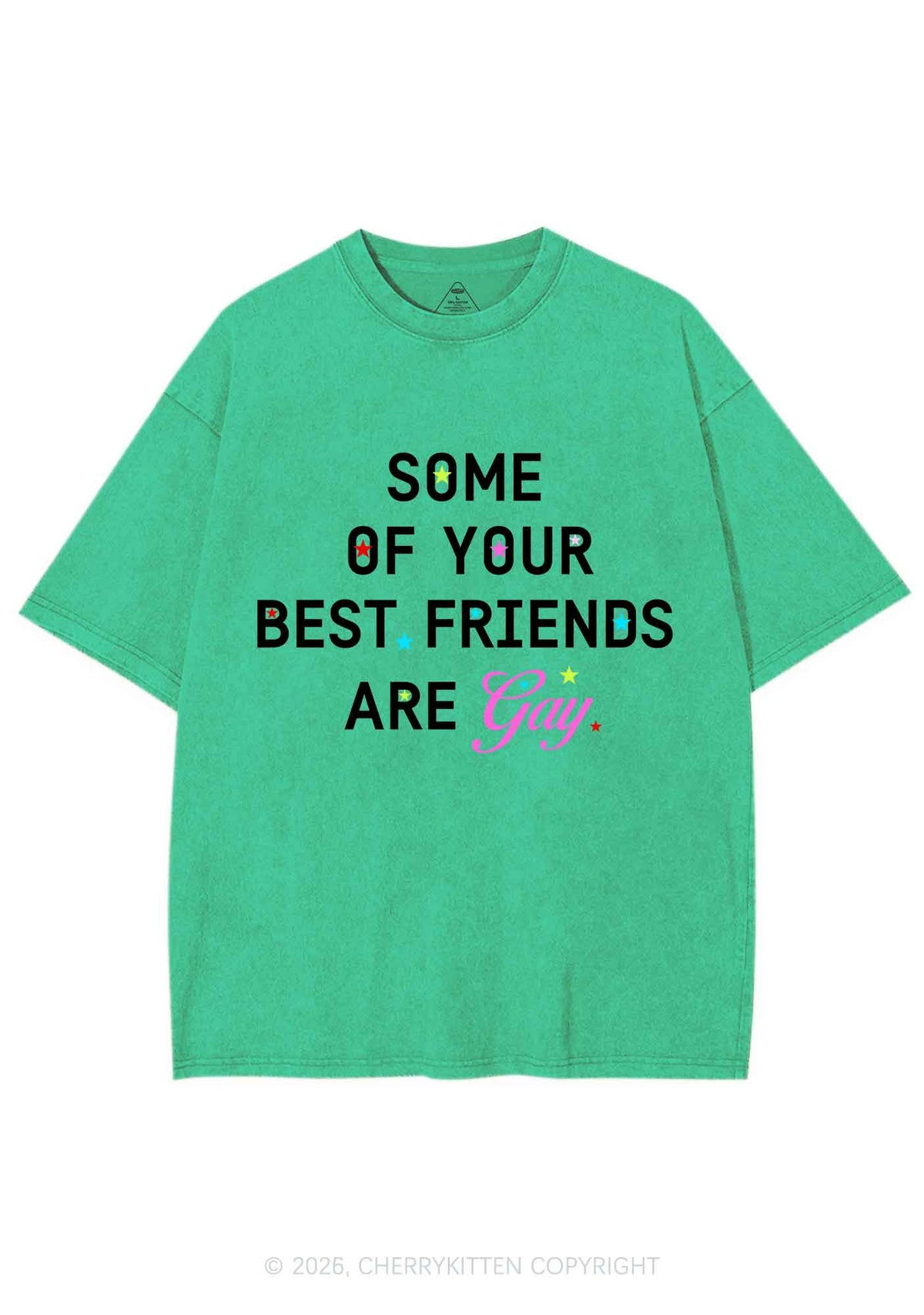 Your Best Friends Are Gay Pride Y2K Shirts Washed Tee Cherrykitten