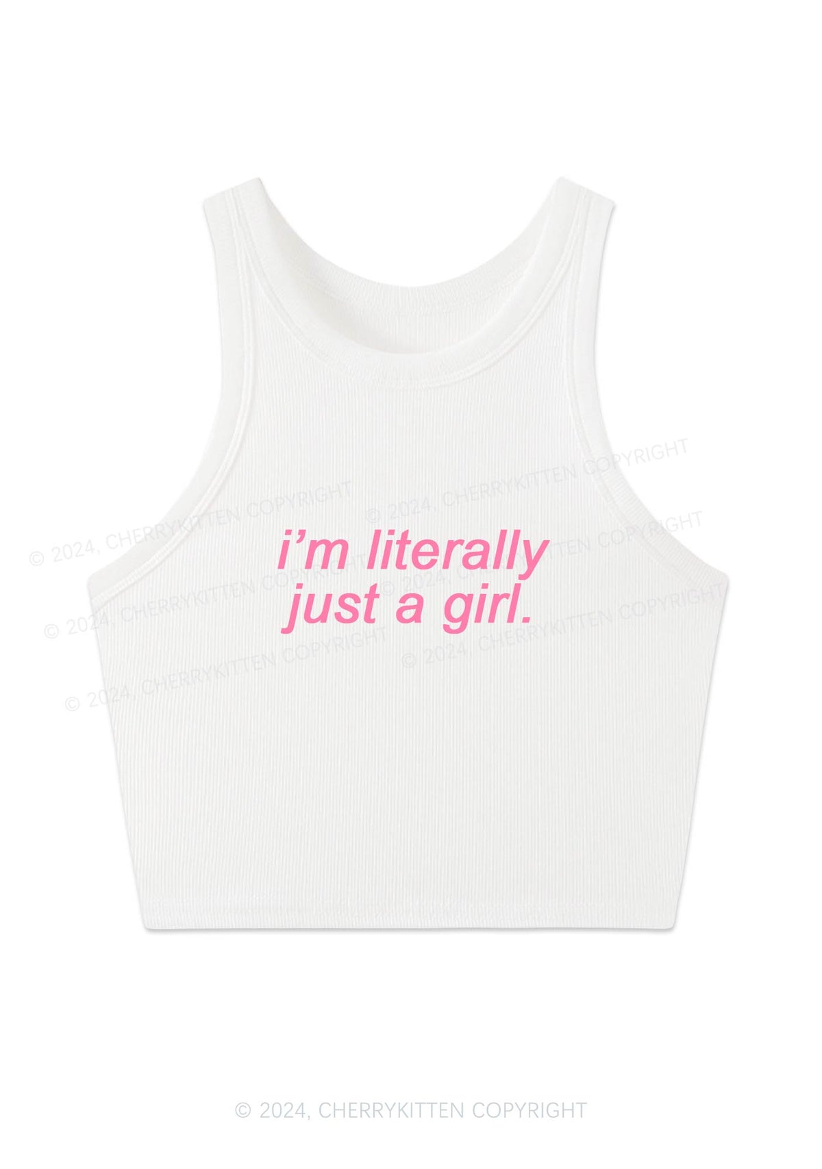 Literally Just A Girl Y2K Crop Tank Top Cherrykitten