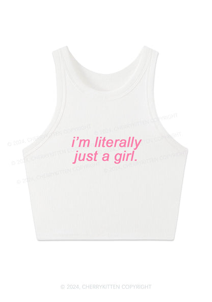 Literally Just A Girl Y2K Crop Tank Top Cherrykitten