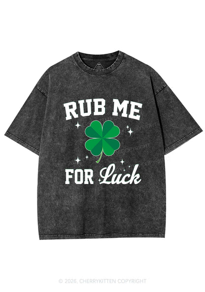 Rub Me For Luck St Patricks Y2K Shirts Washed Tee Cherrykitten