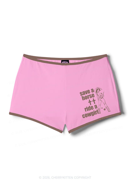 Save Horse Ride Cowgirl Pride Y2K Booty Shorts Cherrykitten