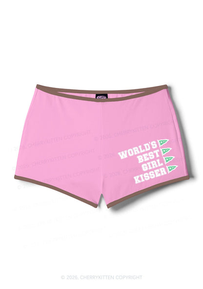 Worlds Best Girl Kisser Pride Y2K Booty Shorts Cherrykitten