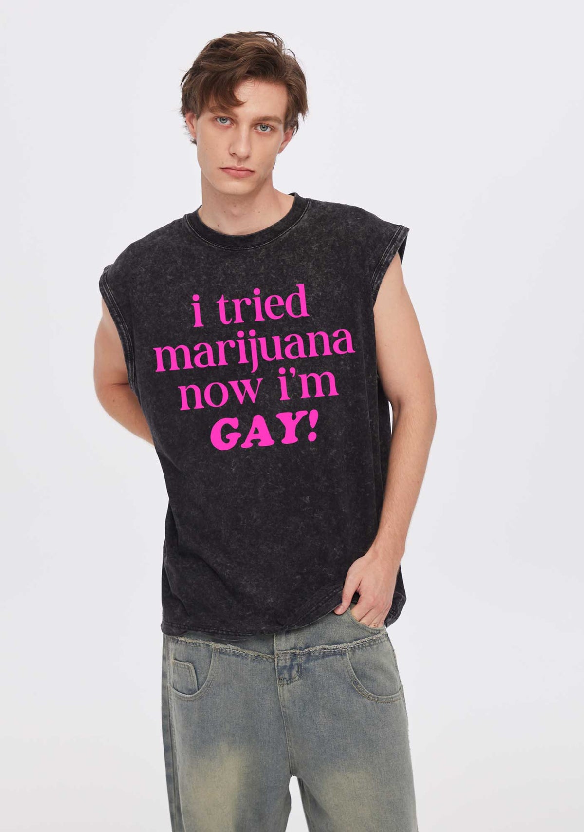 Now Im Gay Pride Y2K Washed Muscle Tank Cherrykitten