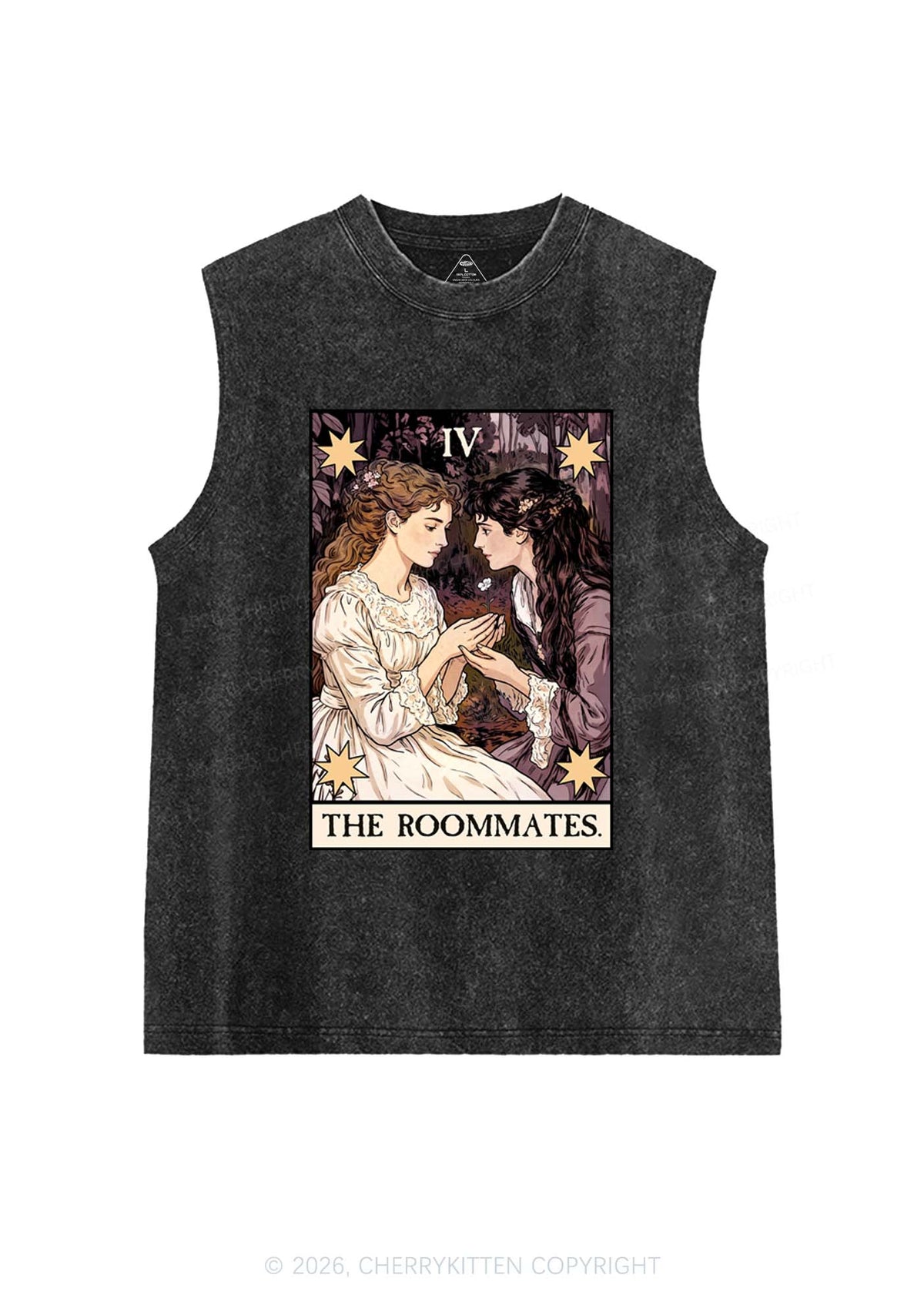 The Roommates Stars Tarot Pride Y2K Washed Muscle Tank Cherrykitten