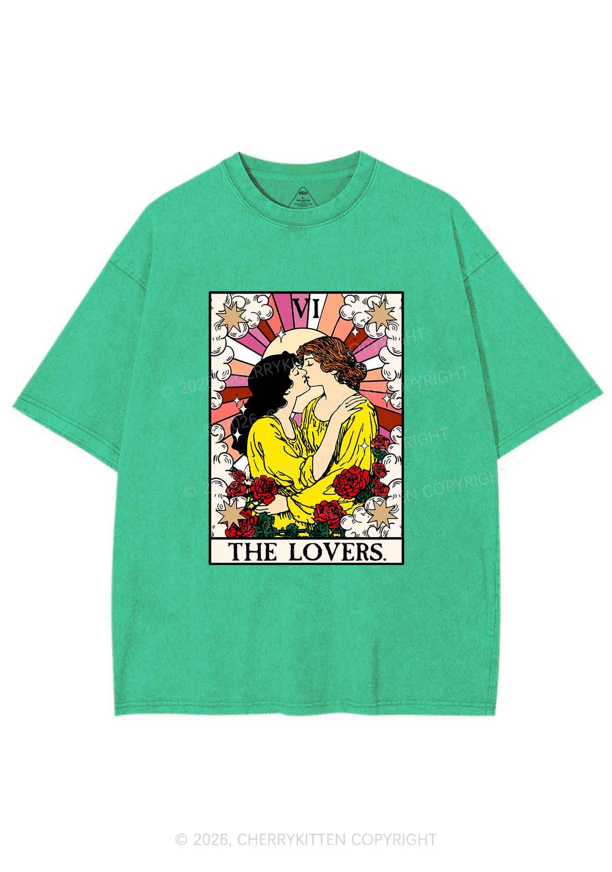 Kissing Lesbians Pride Y2K Shirts Washed Tee Cherrykitten