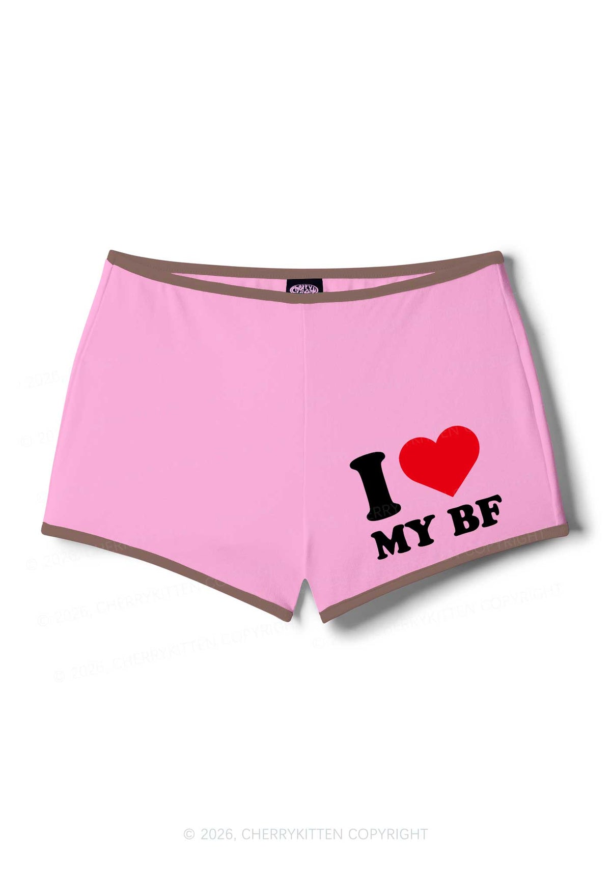 I Love My BF Valentine's Day Y2K Booty Shorts Cherrykitten