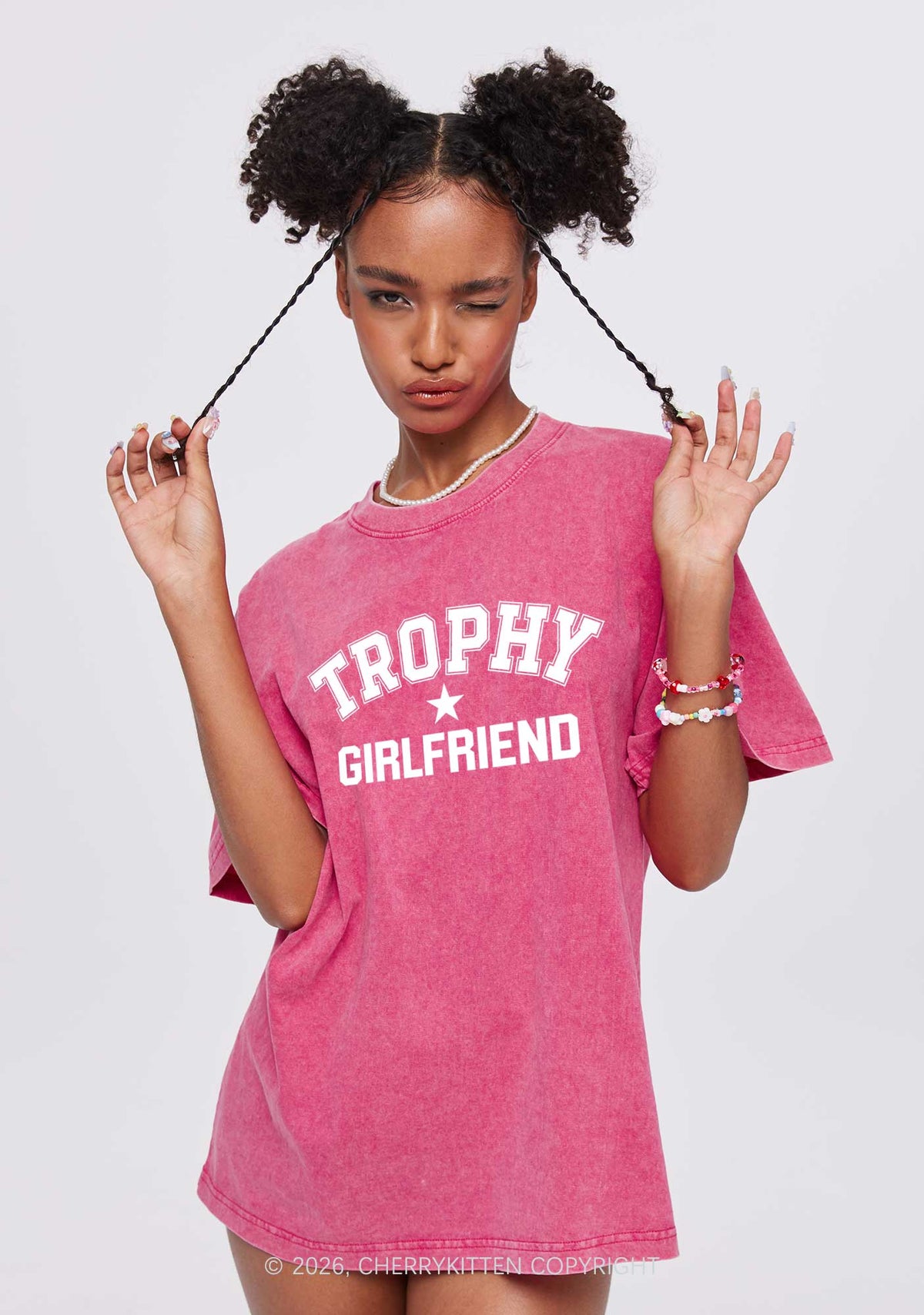 Trophy Girlfriend Y2K Shirts Washed Tee Cherrykitten