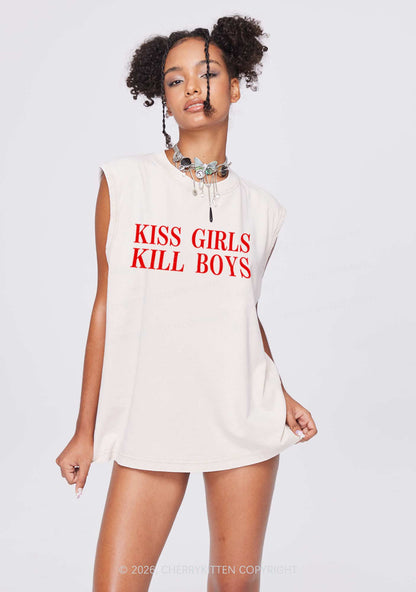 Kiss Girls Kill Boys Pride Y2K Washed Muscle Tank Cherrykitten