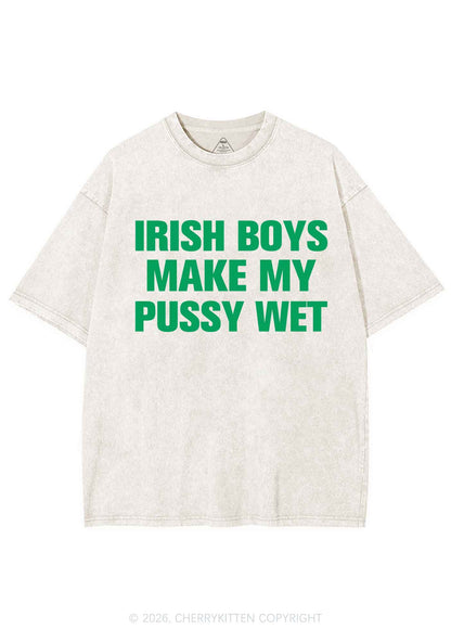Irish Boys Make My Puxxy Wet St Patricks Y2K Shirts Washed Tee Cherrykitten