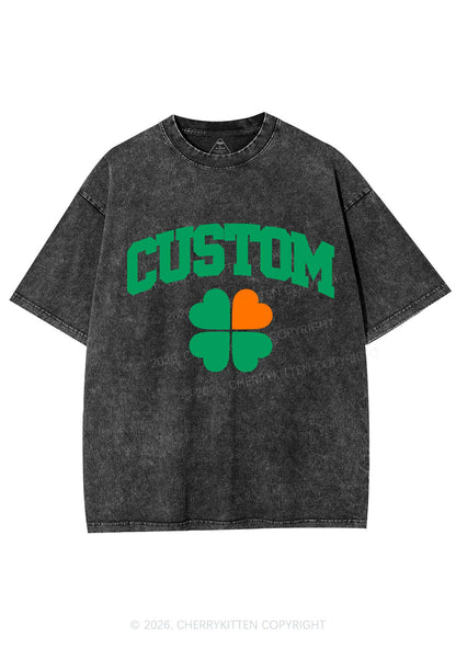 Custom Irish Luck Shamrock St Patricks Y2K Shirts Washed Tee Cherrykitten