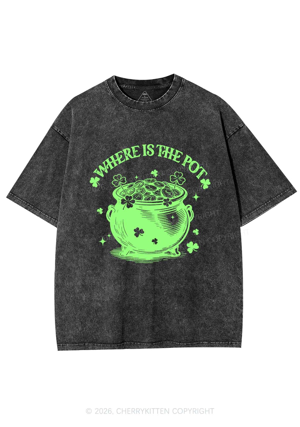 Where Is The Pot St Patricks Y2K Shirts Washed Tee Cherrykitten