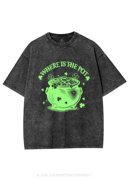 Where Is The Pot St Patricks Y2K Shirts Washed Tee Cherrykitten