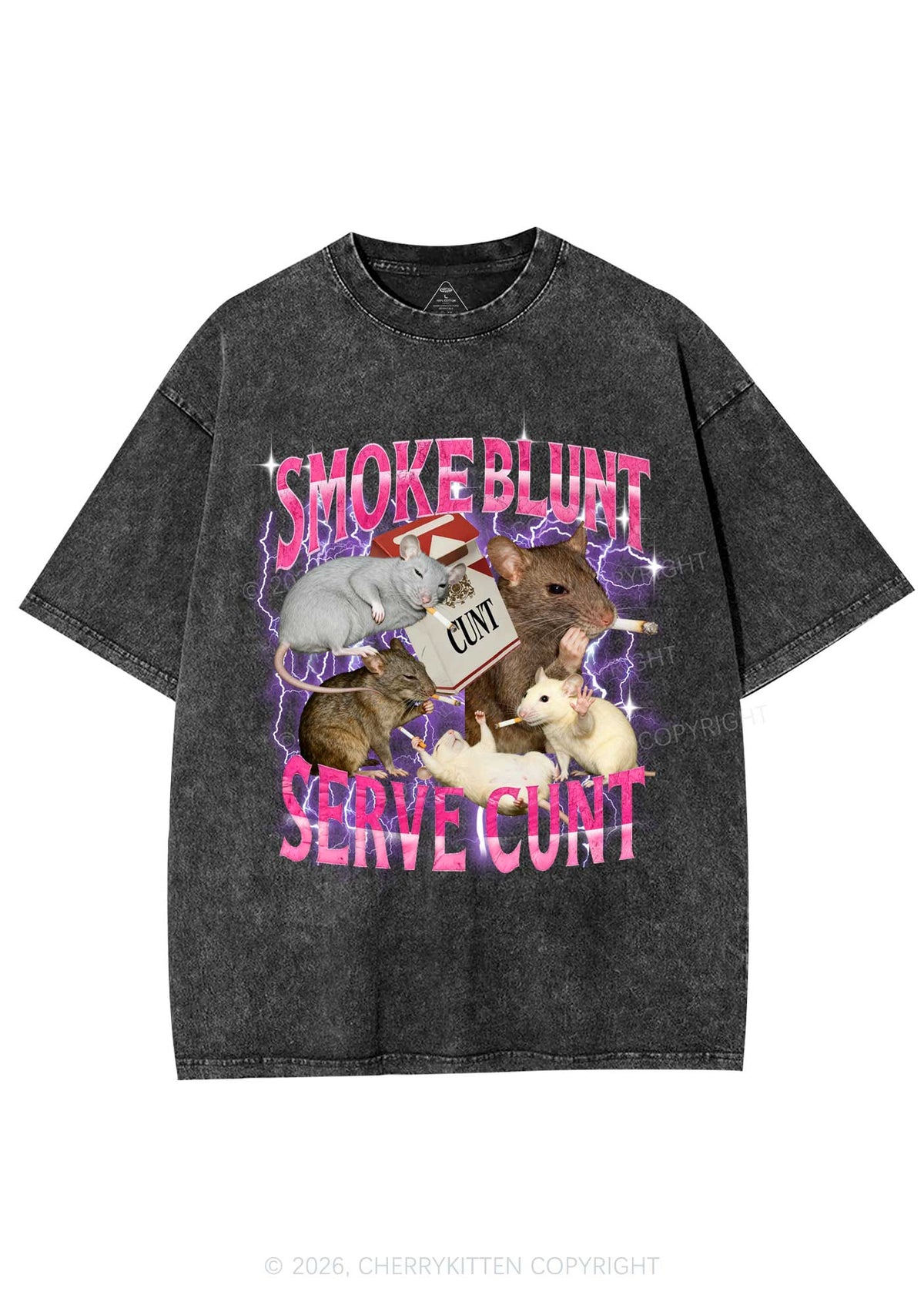 Smoke Blunt Rats Y2K Shirts Washed Tee Cherrykitten