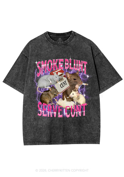 Smoke Blunt Rats Y2K Shirts Washed Tee Cherrykitten