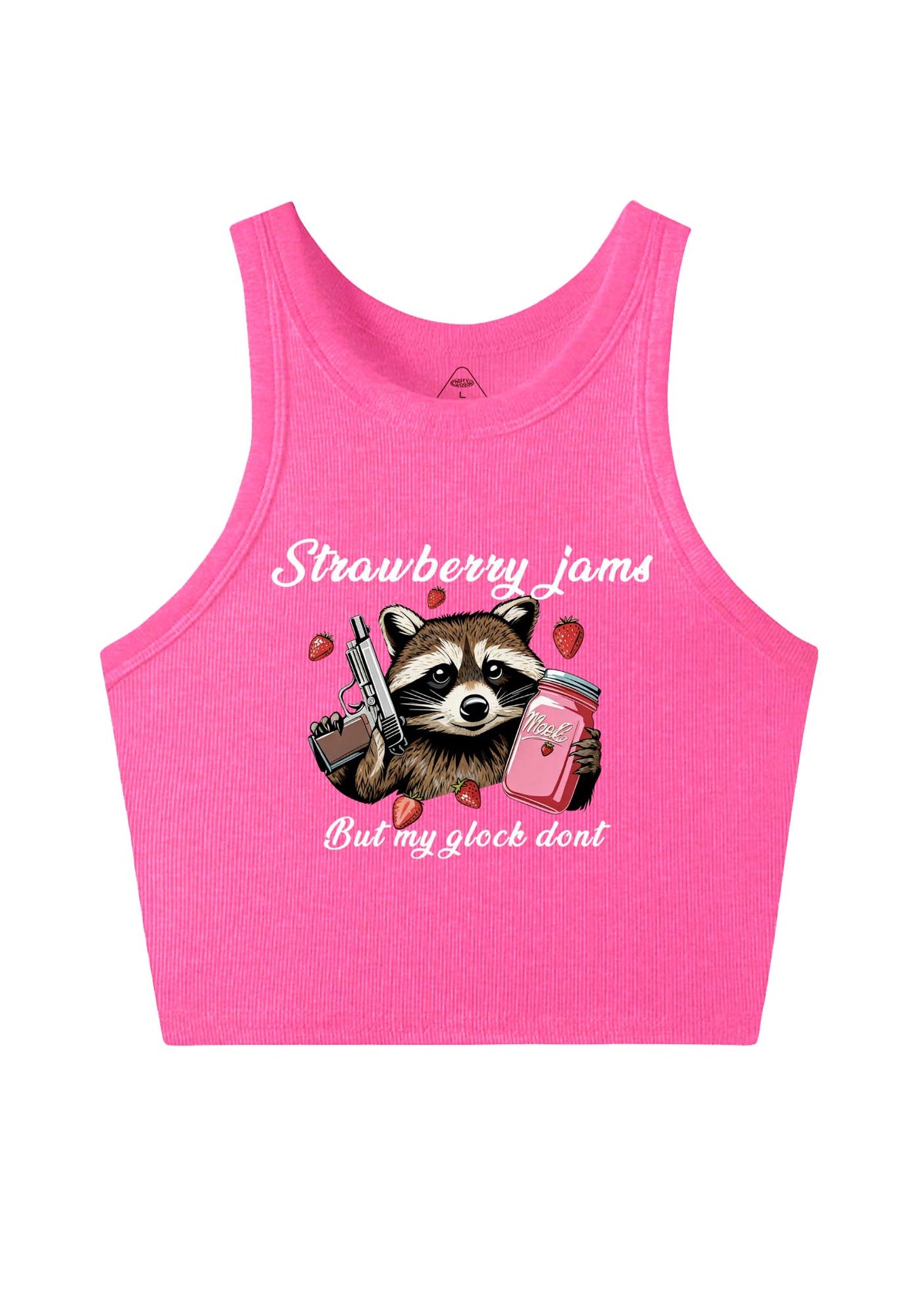 Strawberry Jams Raccoon Y2K Crop Tank Top Cherrykitten