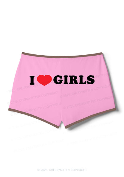 I Love Girls Pride Y2K Booty Shorts Cherrykitten