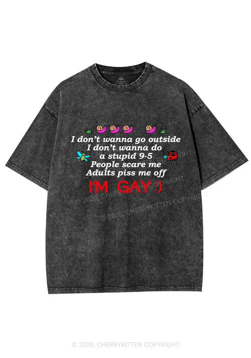 People Scare Me Im Gay Pride Y2K Shirts Washed Tee Cherrykitten