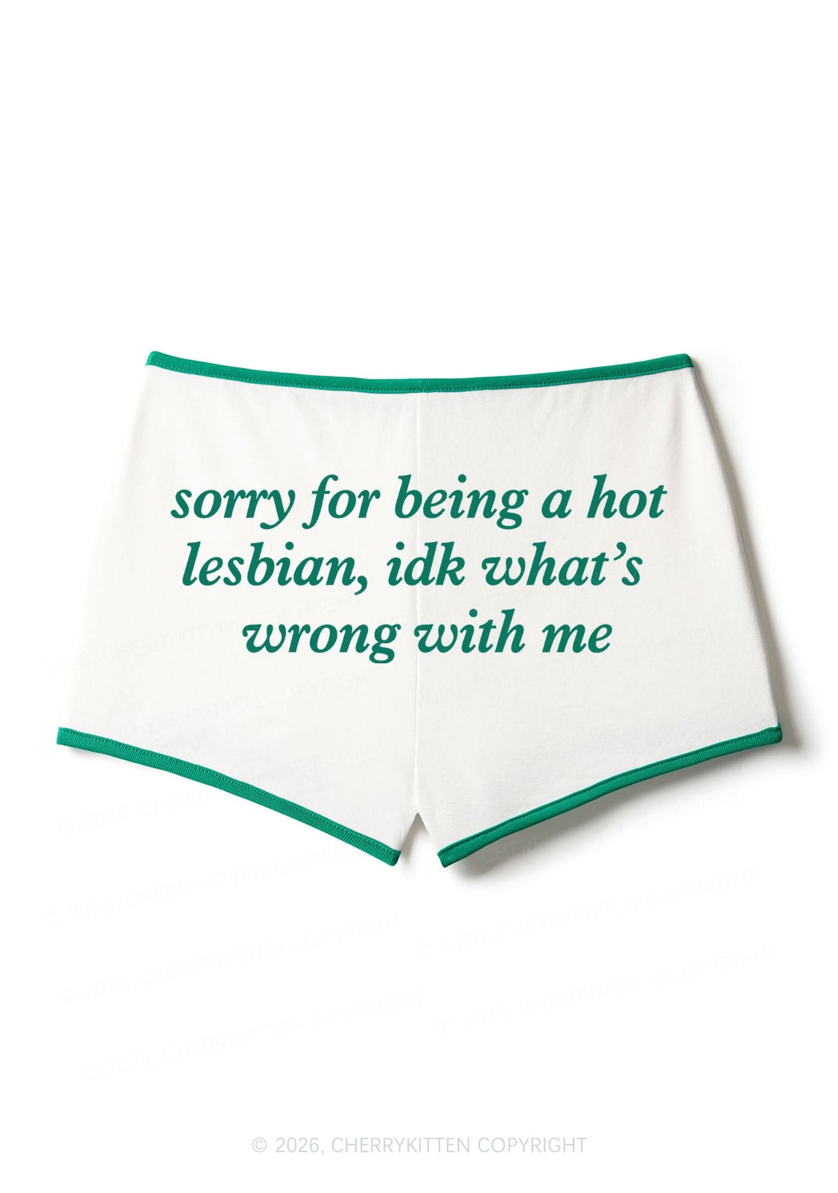 Sorry For Being Hot Lesbian Pride Y2K Booty Shorts Cherrykitten