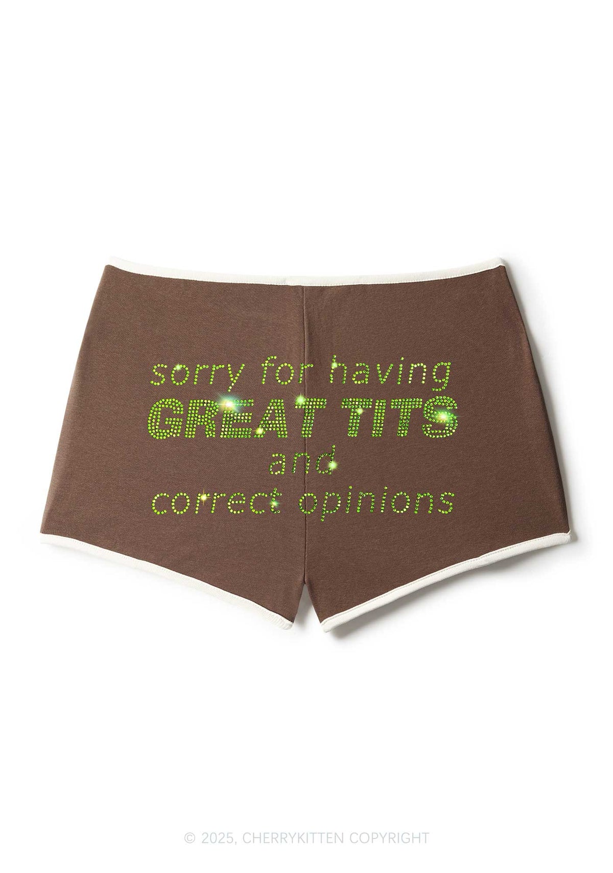 Rhinestone Sorry For Having Correct Opinions Y2K Booty Shorts Cherrykitten