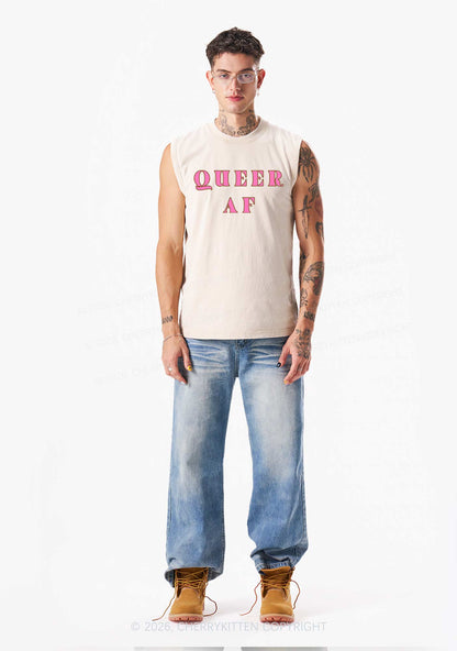 Queer AF Pride Y2K Washed Muscle Tank Cherrykitten