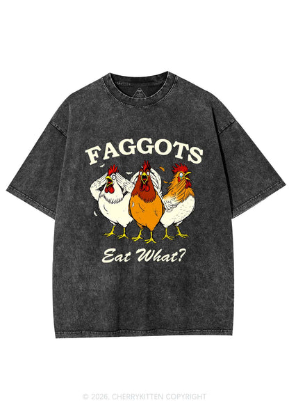 Faggots Eat What Pride Y2K Shirts Washed Tee Cherrykitten