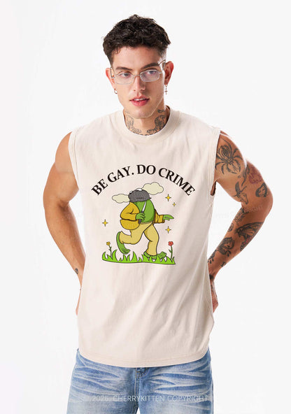 Be Gay Do Crime Frog Pride Y2K Washed Muscle Tank Cherrykitten