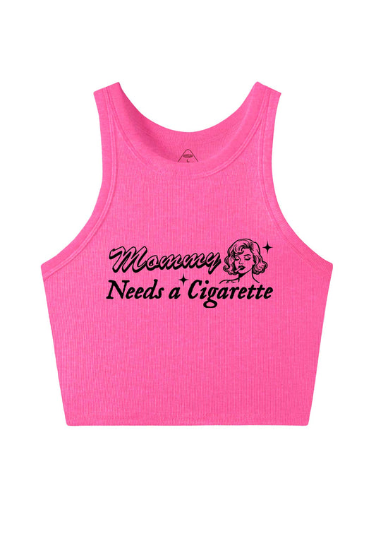 Mommy Needs Cigarette Y2K Crop Tank Top Cherrykitten