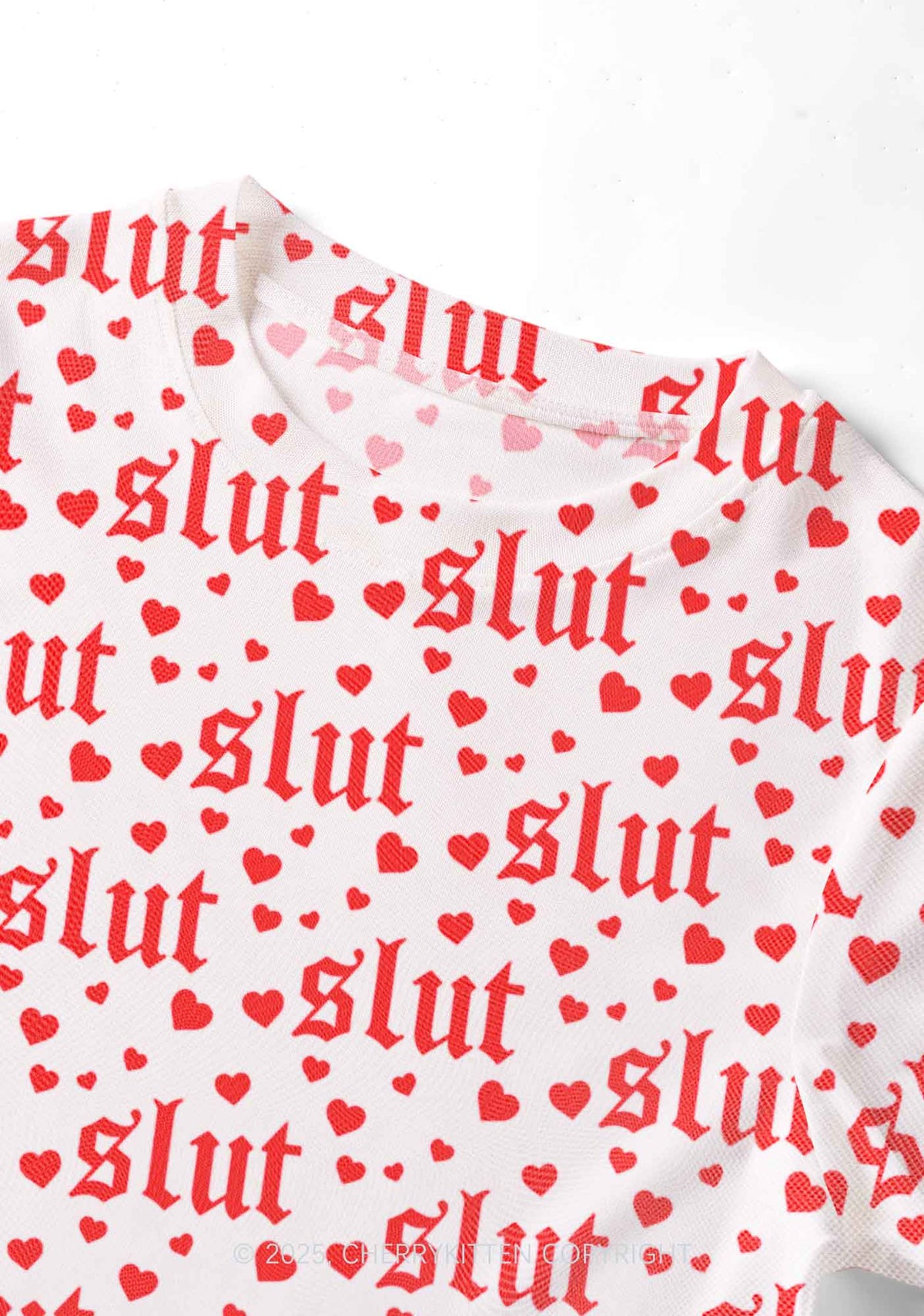 Slxt Red Heart Y2K Mesh Crop Top Cherrykitten