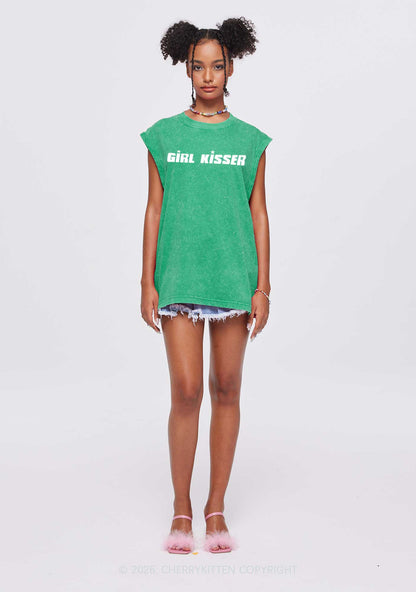 Girl Kisser Star Pride Y2K Washed Muscle Tank Cherrykitten