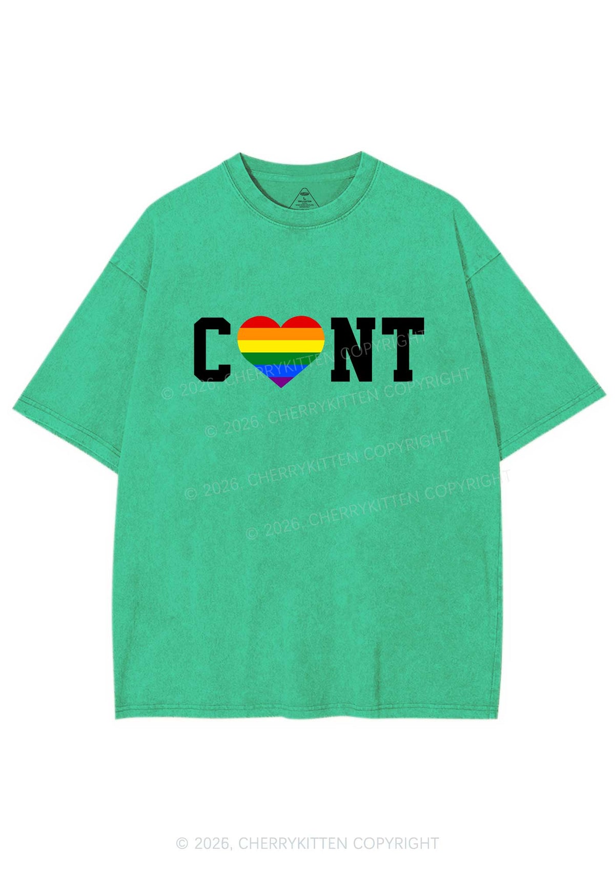 Rainbow Heart Cxxt Pride Y2K Shirts Washed Tee Cherrykitten