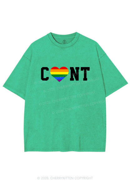 Rainbow Heart Cxxt Pride Y2K Shirts Washed Tee Cherrykitten