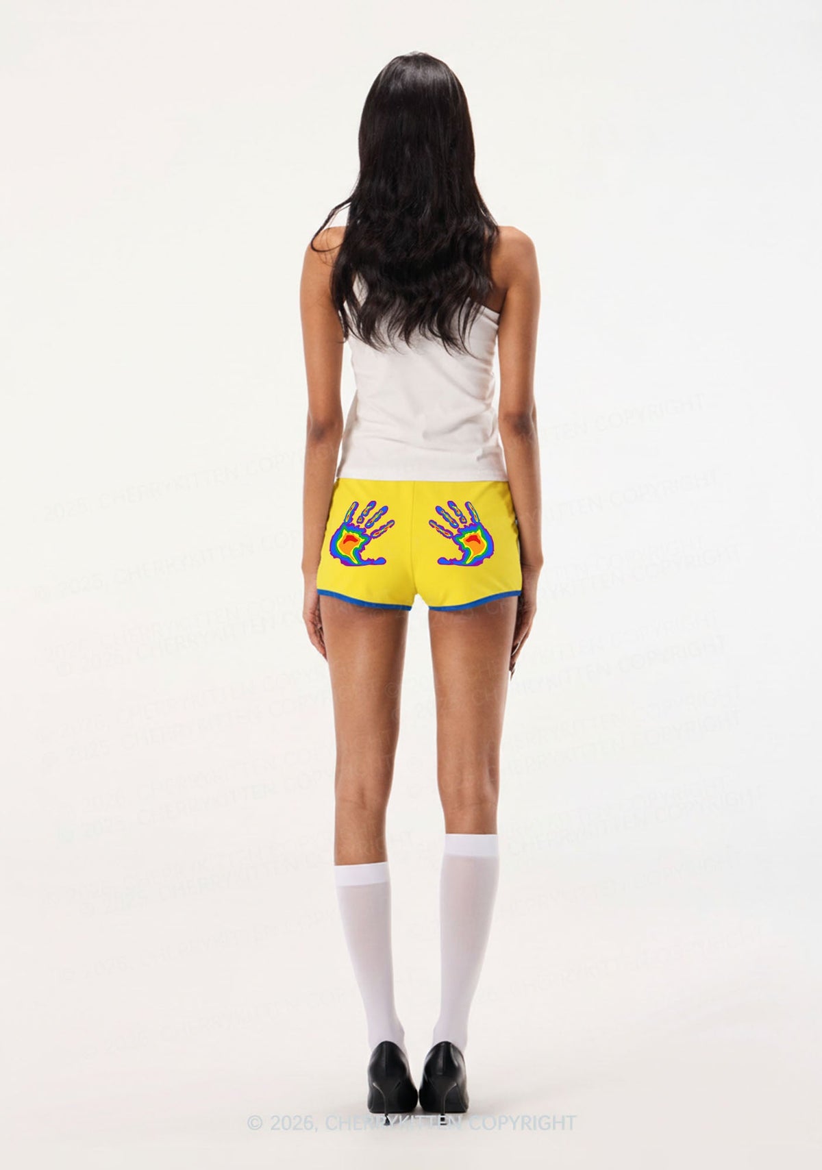 Pride Thermal Hands Y2K Booty Shorts Cherrykitten