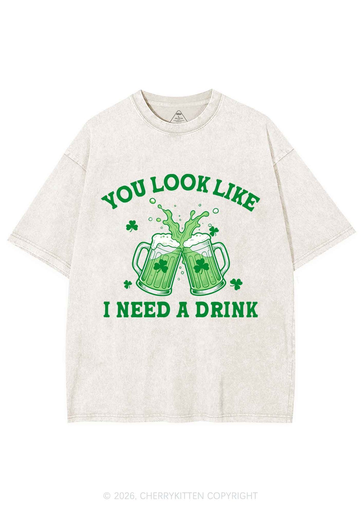 I Need A Drink St Patricks Y2K Shirts Washed Tee Cherrykitten
