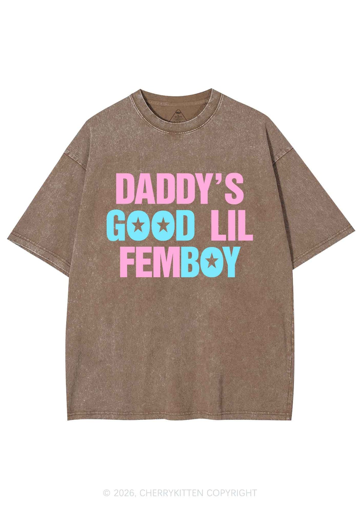 Daddys Good Lil Femboy Pride Y2K Shirts Washed Tee Cherrykitten
