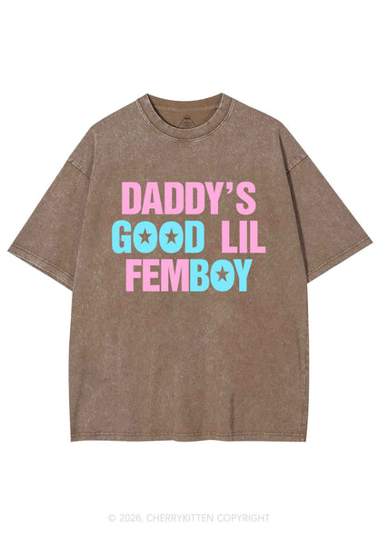 Daddys Good Lil Femboy Pride Y2K Shirts Washed Tee Cherrykitten
