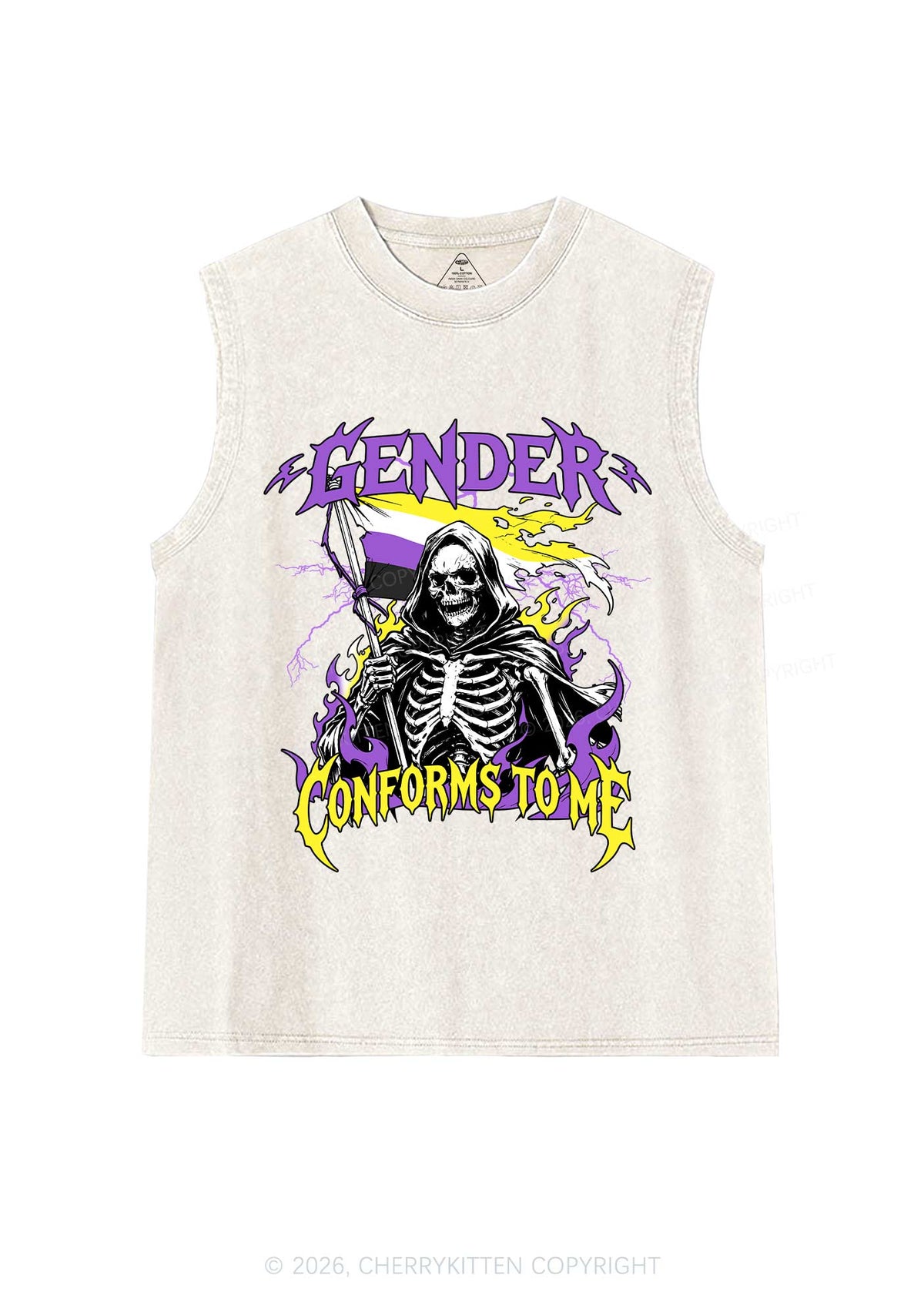 Gender Conforms To Me Pride Y2K Washed Muscle Tank Cherrykitten