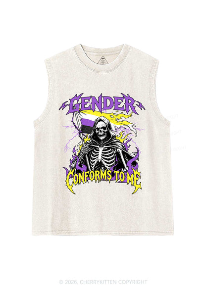 Gender Conforms To Me Pride Y2K Washed Muscle Tank Cherrykitten