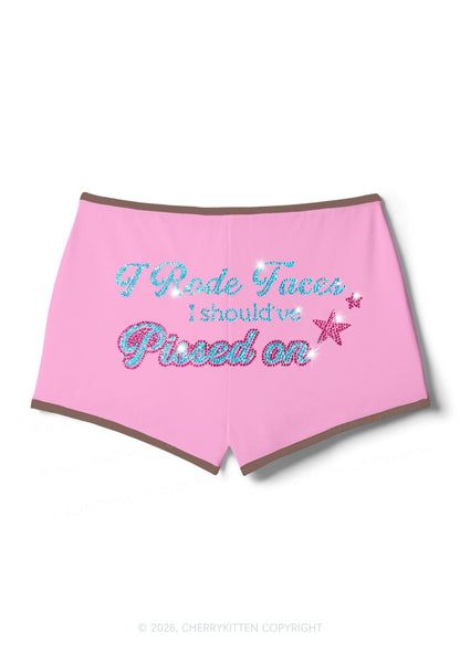 Rhinestone I Rode Faces Y2K Booty Shorts Cherrykitten