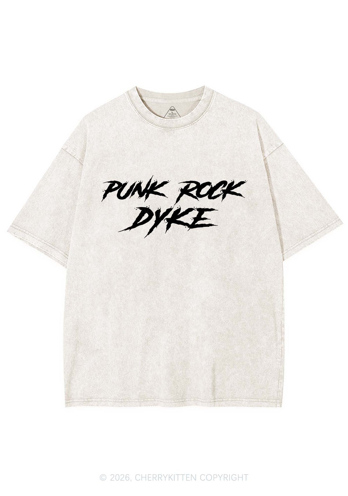 Punk Rock Dyke Pride Y2K Shirts Washed Tee Cherrykitten