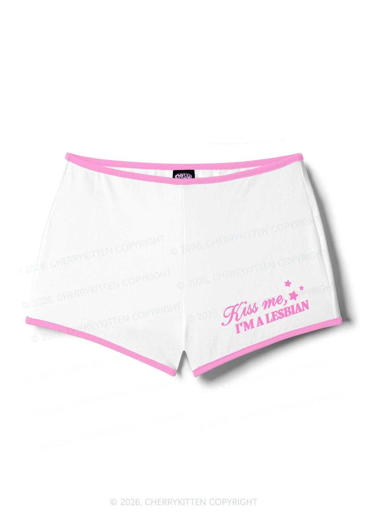 Kiss Me Im A Lesbian Pride Y2K Booty Shorts Cherrykitten