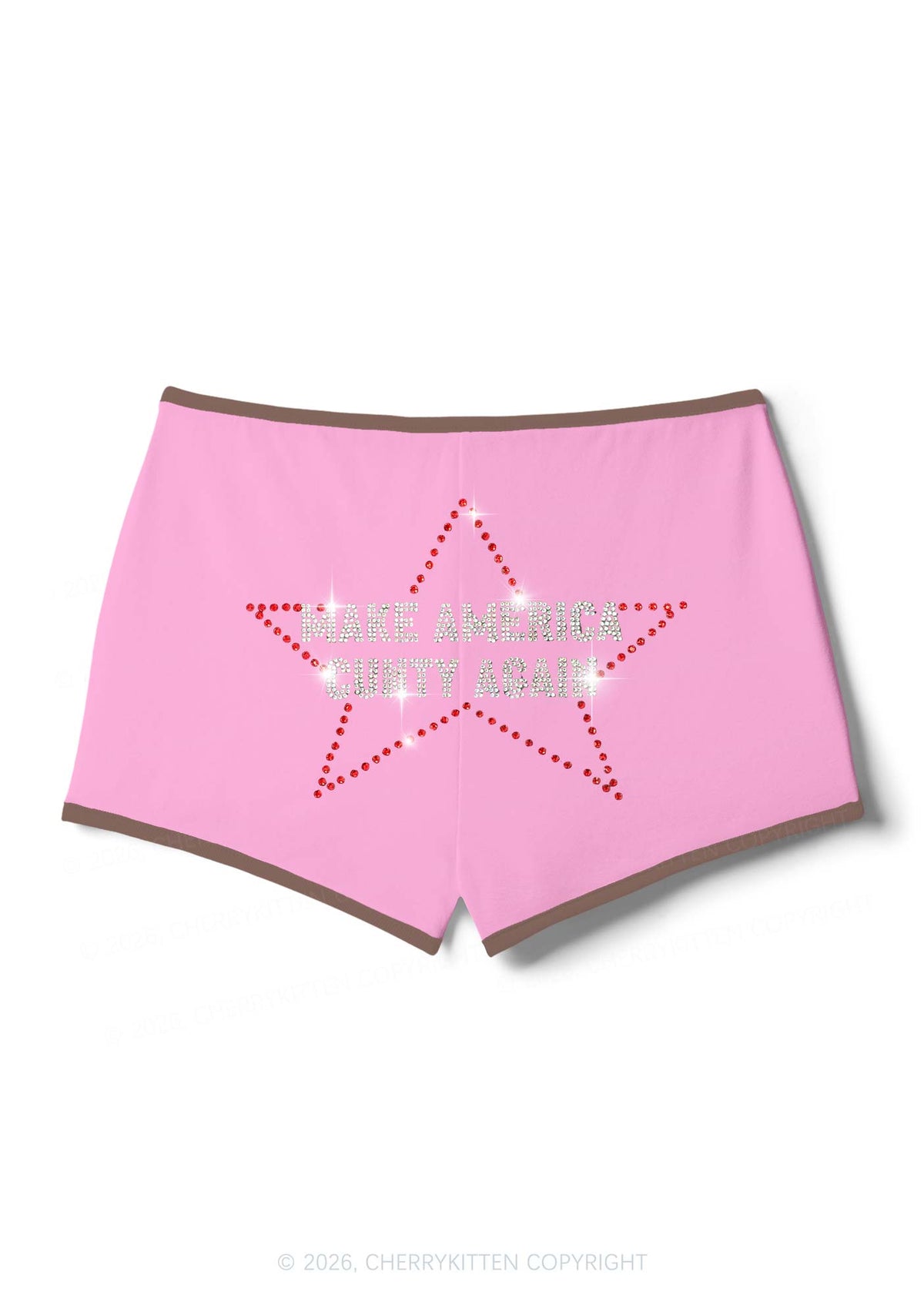 Rhinestone Make America Cxxty Again Y2K Booty Shorts Cherrykitten
