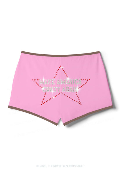 Rhinestone Make America Cxxty Again Y2K Booty Shorts Cherrykitten