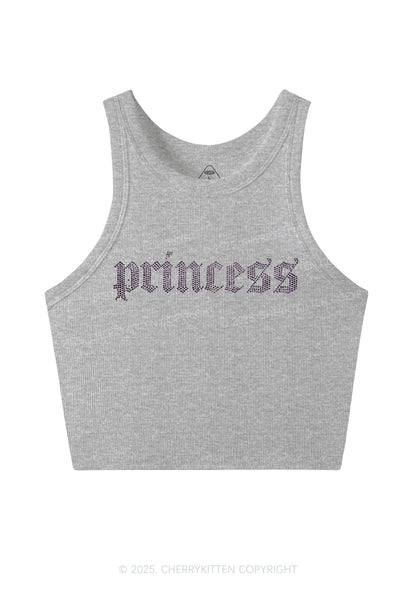 Rhinestone Princess Y2K Crop Tank Top Cherrykitten